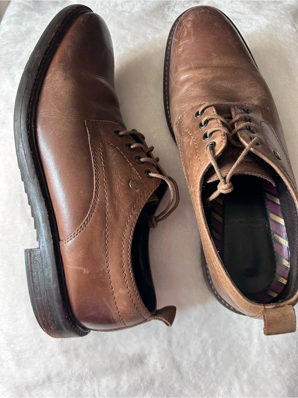 Base London Men’s Elba Brown Leather Derby Shoes Size 9 EU 42